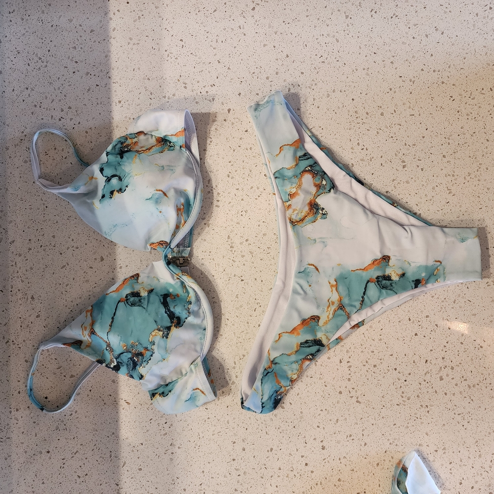 Marble Print Bikini Set